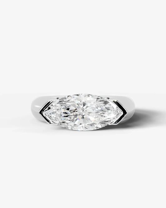 Marquise Cut Bezel Set Lab Grown Diamond Engagement Ring| D VS1