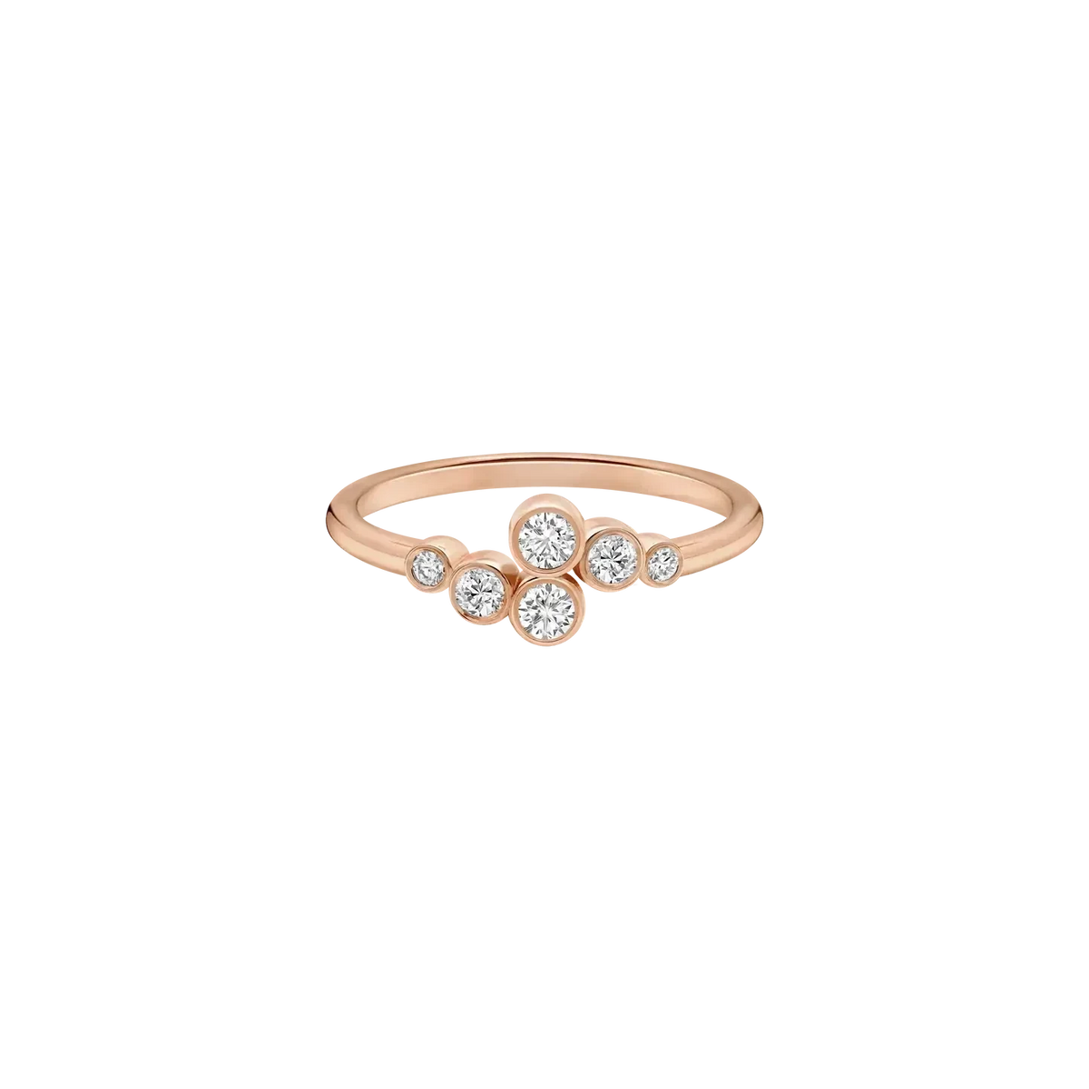BEZEL SET 6 ROUND LAB DIAMOND CURVED WEDDING BAND