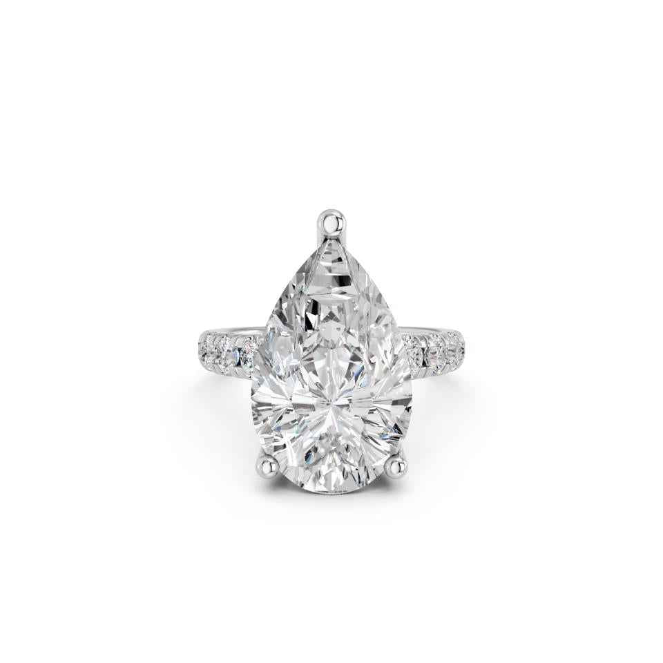 PEAR RING WITH HIDDEN HALO AND PAVE BAND
