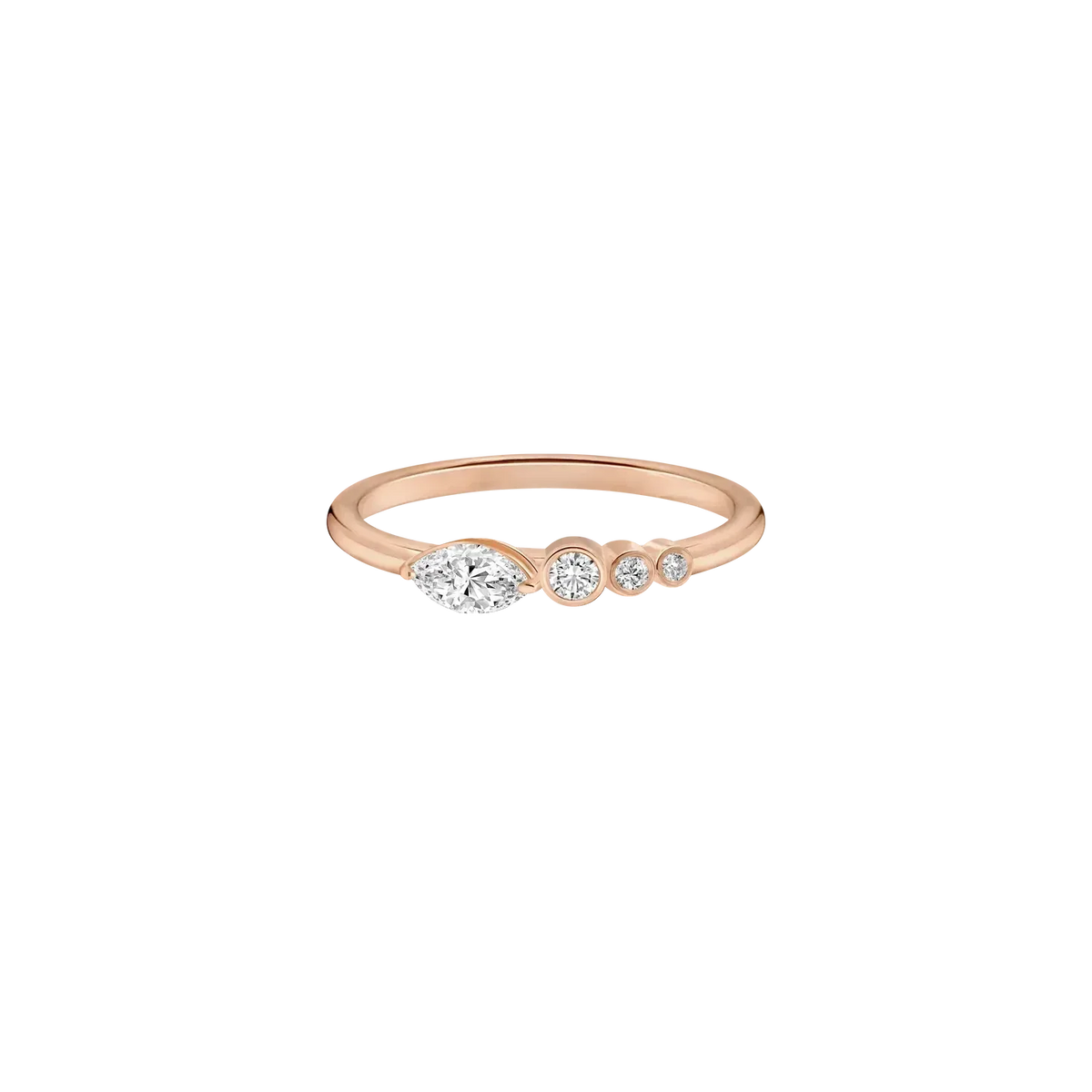 MARQUISE & ROUND BEZEL SET CURVED LAB DIAMOND WEDDING BAND