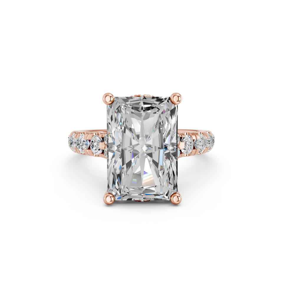 RADIANT RING WITH HIDDEN HALO AND PAVE BAND