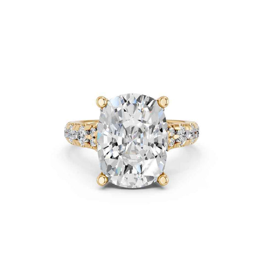 CUSHION RING WITH HIDDEN HALO AND PAVE BAND