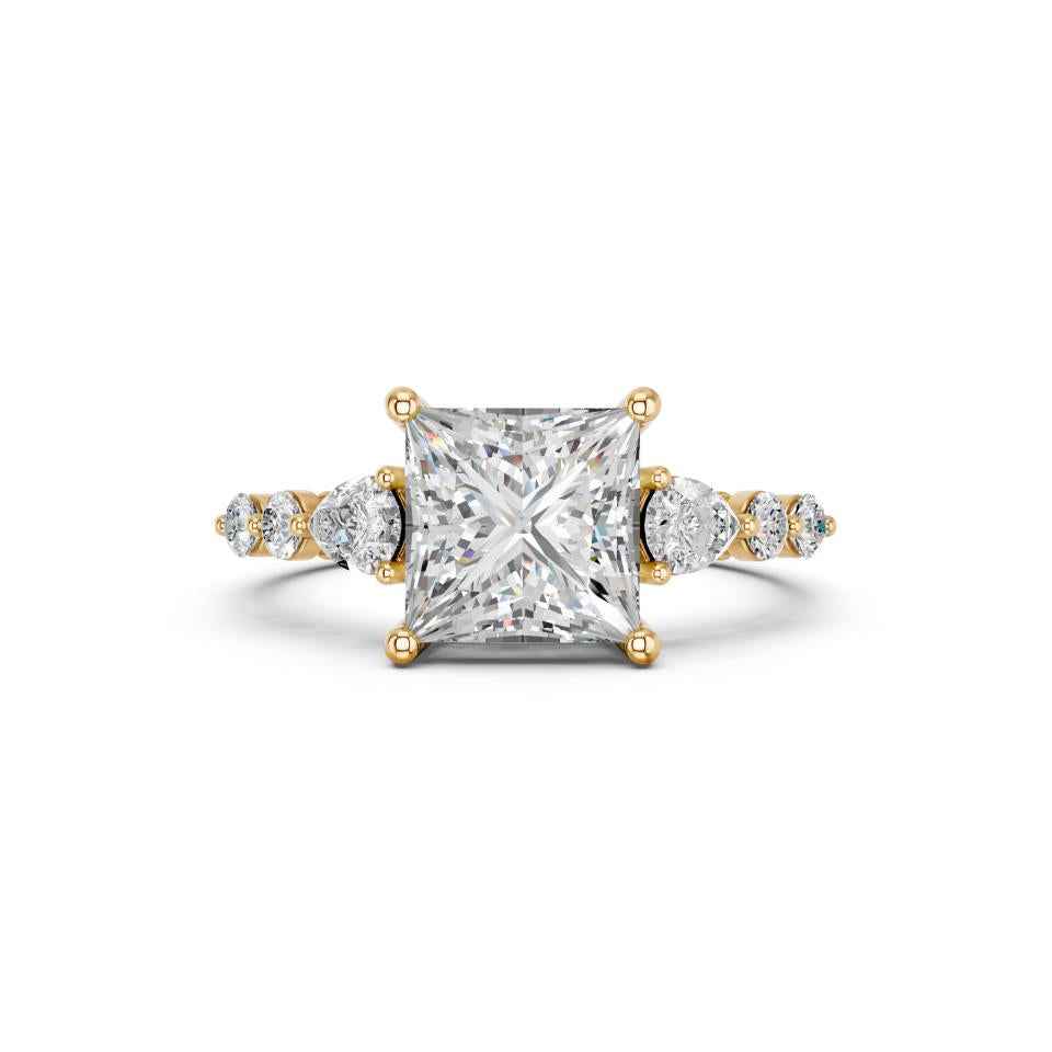 PRINCESS RING WITH SIDE STONES