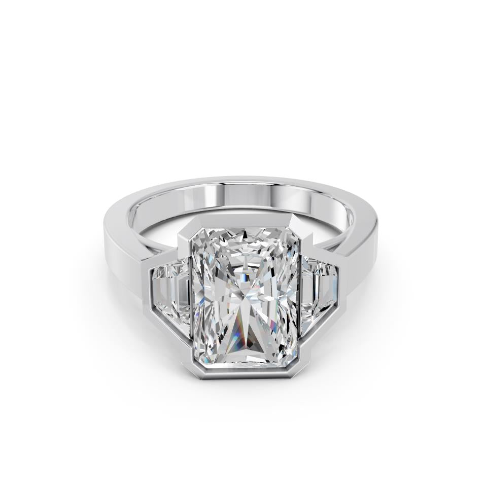 RADIANT BEZEL WITH TRAPEZOID SIDE STONES