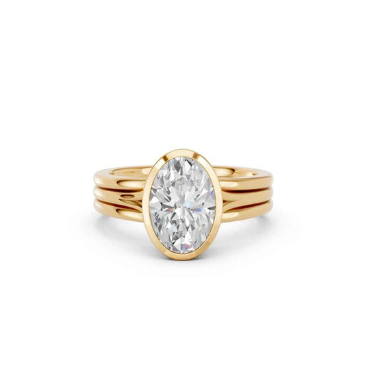 OVAL BEZEL THREE ROW RING
