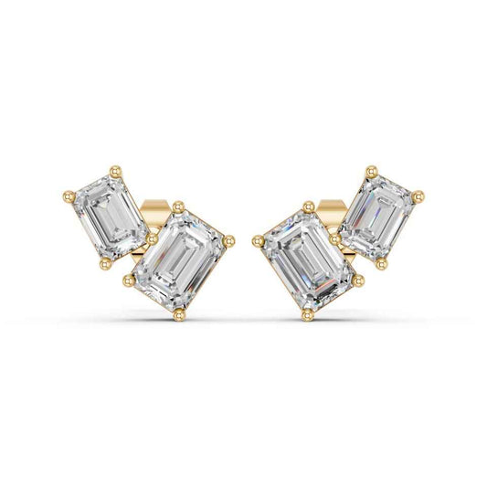 EMERALD TWO STONE EARRING
