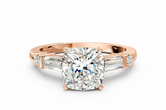 CUSHION BAGUETTE ROUND CHANNEL RING - M&D Signature Jewels