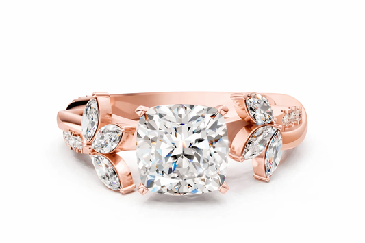 CUSHION FLORAL NATURE INSPIRED CHANNEL RING - M&D Signature Jewels