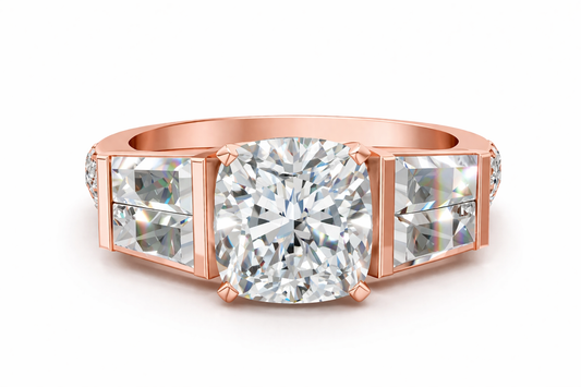 CUSHION BAGUETTE CHANNEL RING - M&D Signature Jewels