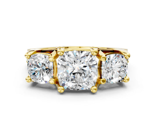 CUSHION 3 STONE RING - M&D Signature Jewels