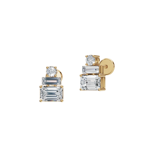 BAGUETTE ROUND EARRING - M&D Signature Jewels