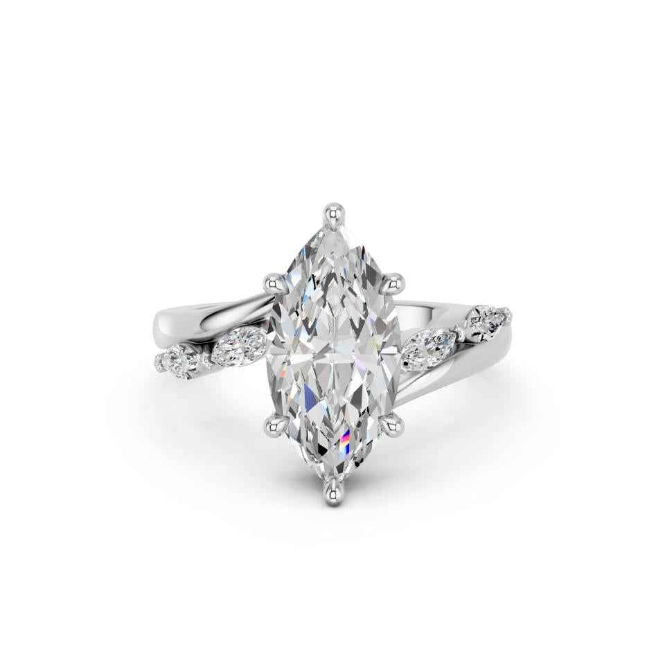 MARQUISE RING WITH SIDE STONES