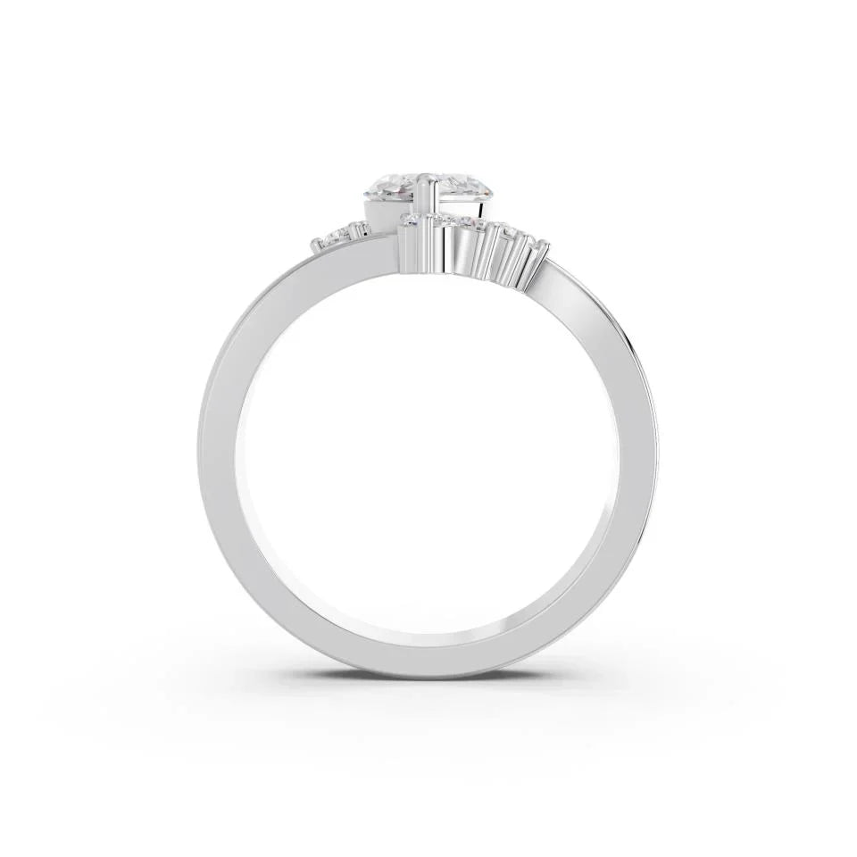 MARQUISE RING WITH HALO AND PAVE BAND