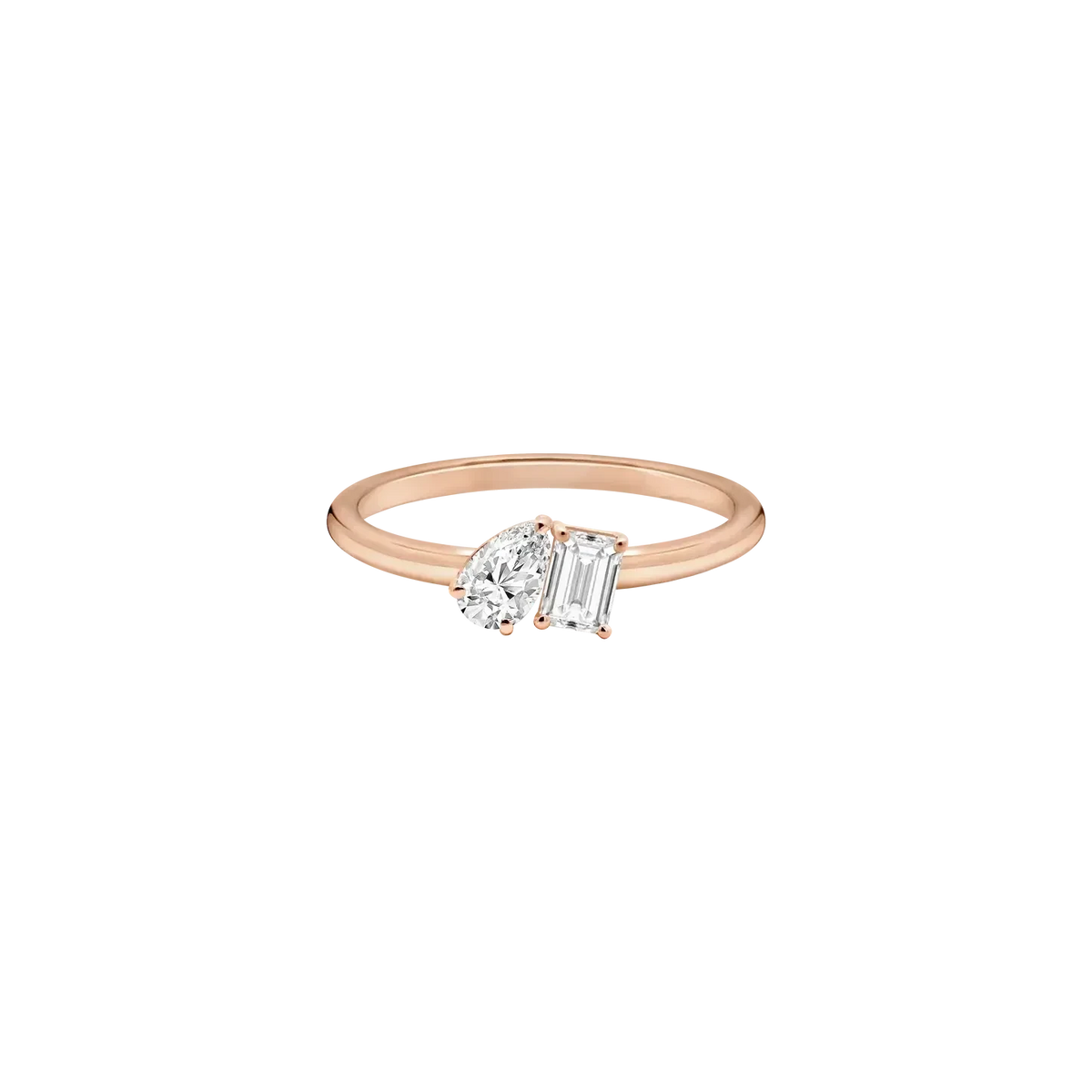 PEAR & EMERALD LAB DIAMOND TOI ET MOI RING