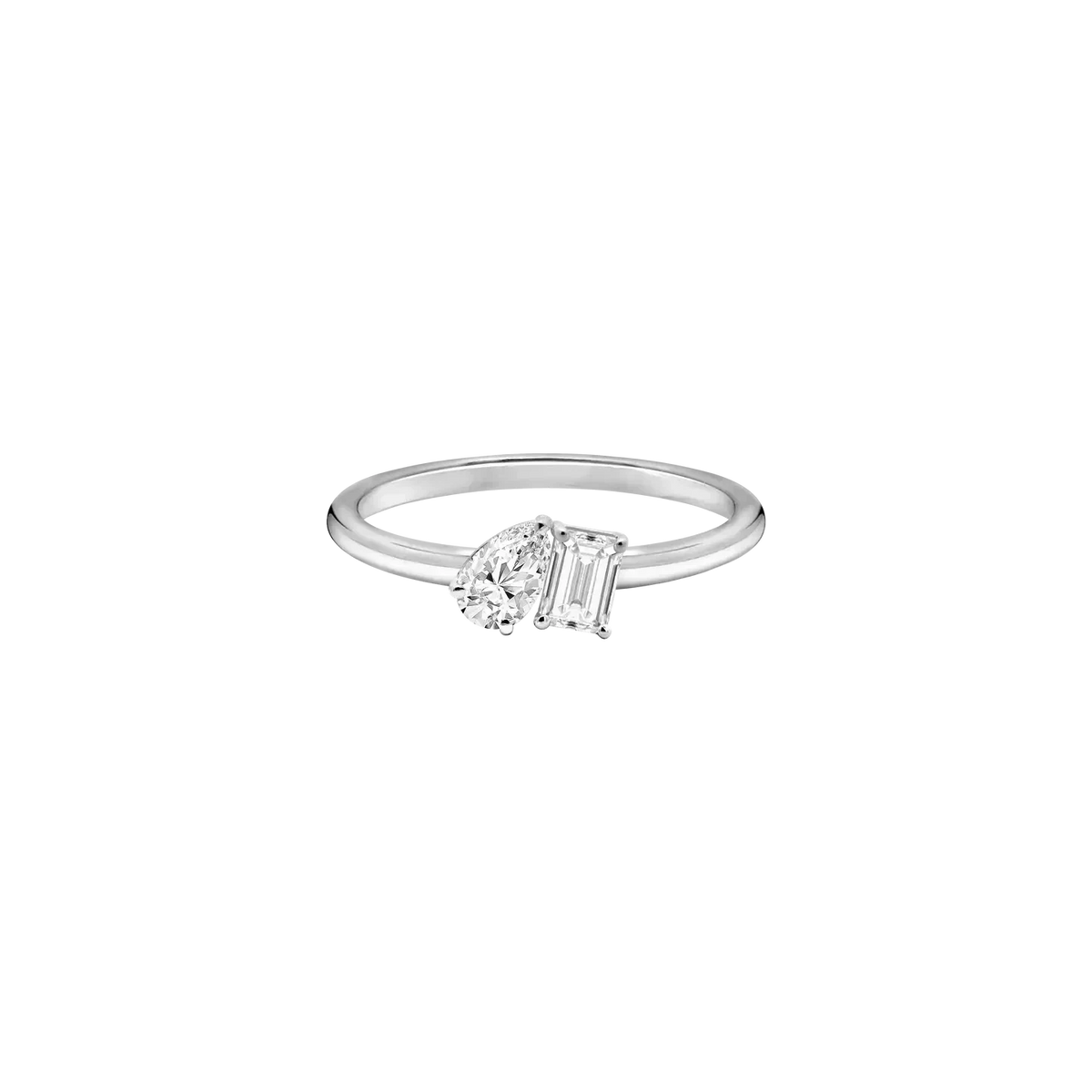 PEAR & EMERALD LAB DIAMOND TOI ET MOI RING
