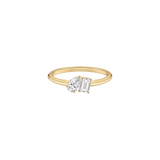 PEAR & EMERALD LAB DIAMOND TOI ET MOI RING
