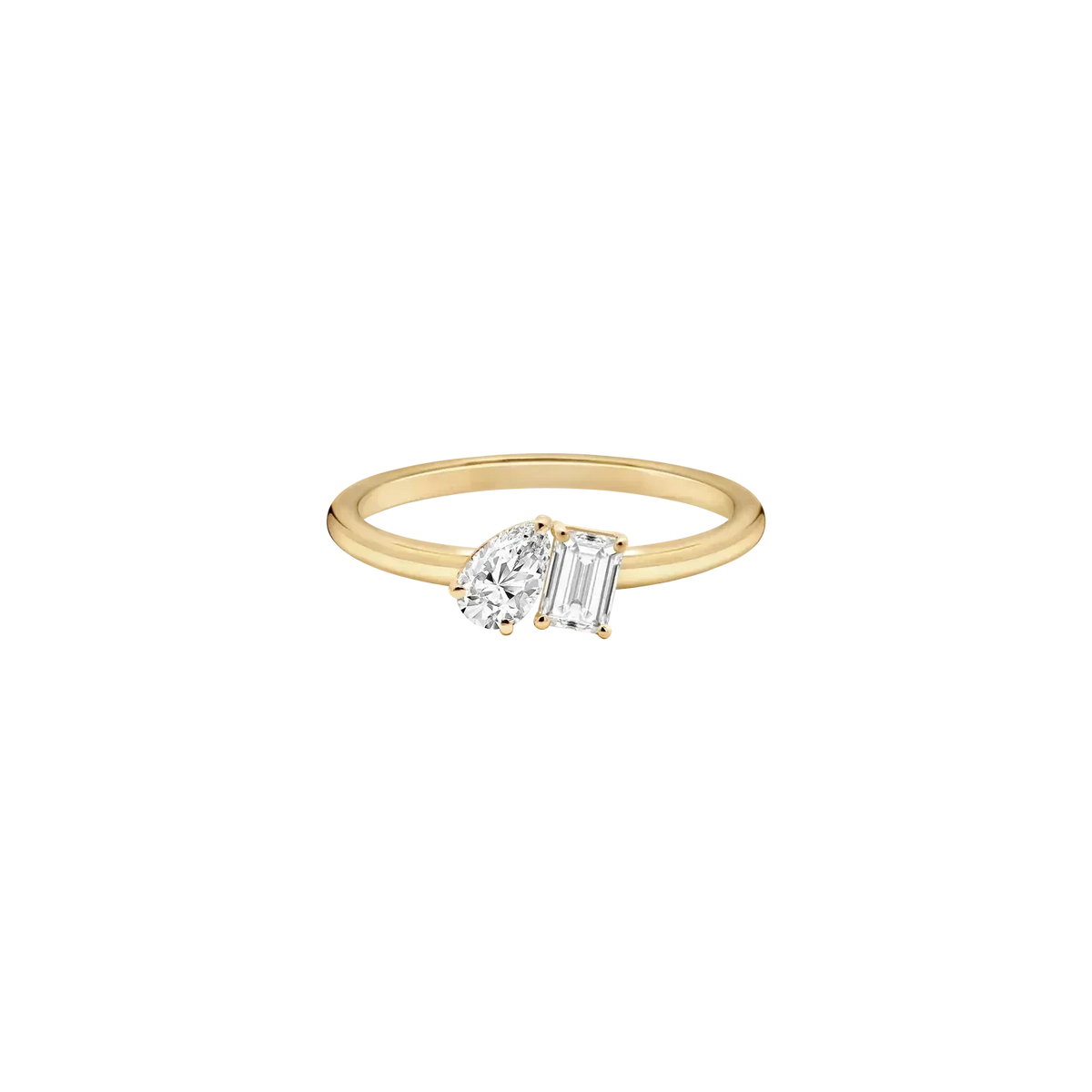 PEAR & EMERALD LAB DIAMOND TOI ET MOI RING