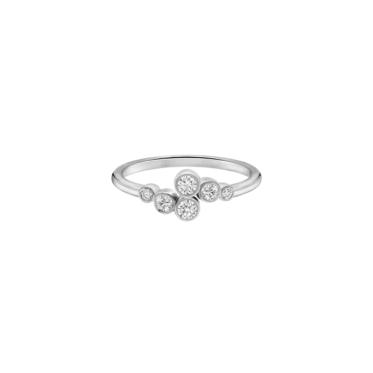 BEZEL SET 6 ROUND LAB DIAMOND CURVED WEDDING BAND