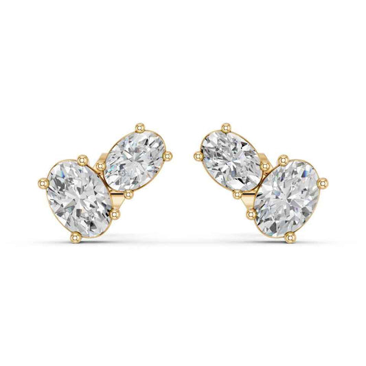 OVAL TWO STONE EARRING