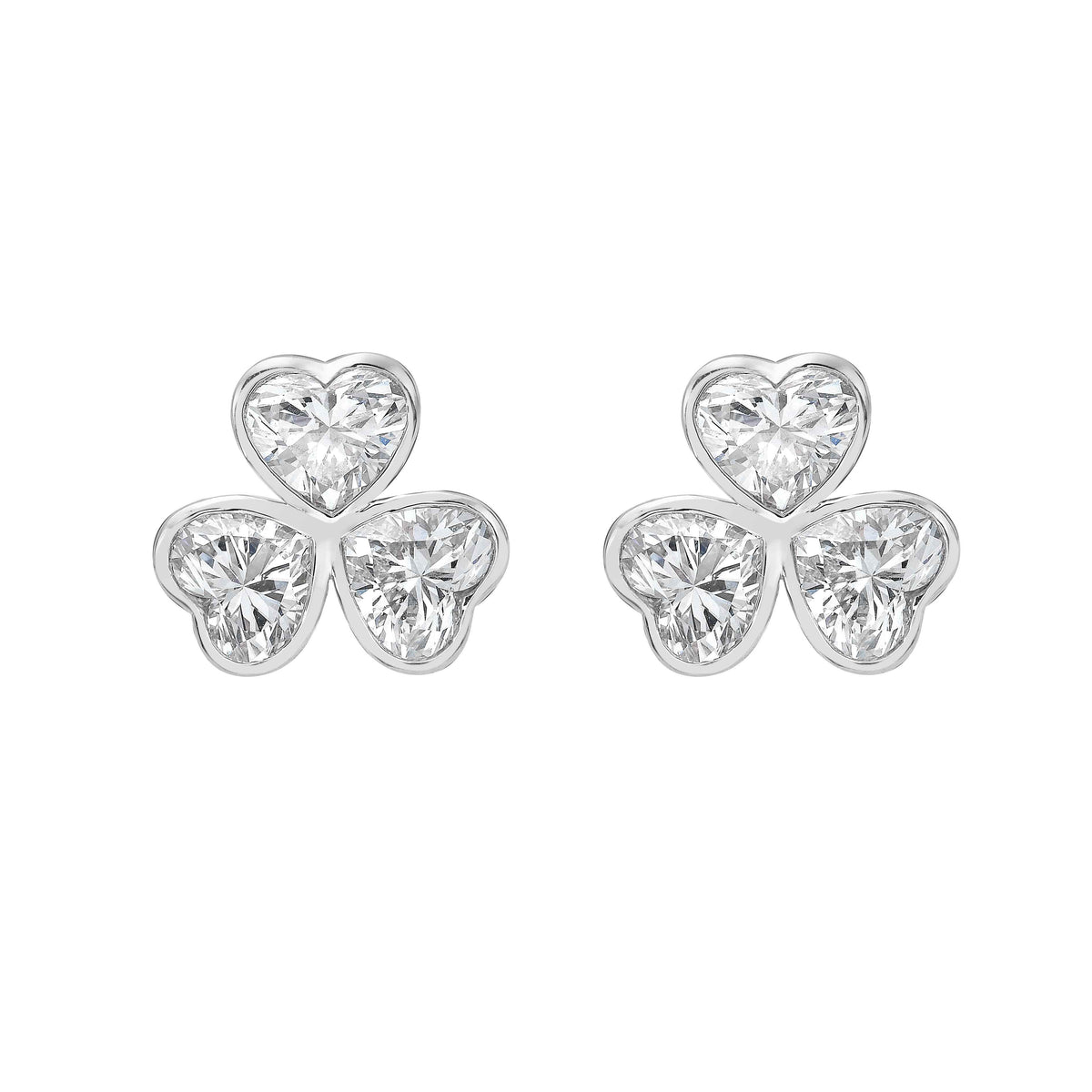 HEART 3 STONE BEZEL EARRING