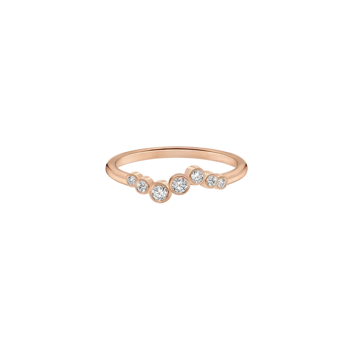 CURVED BEZEL SET 7 ROUND LAB DIAMOND WEDDING BAND