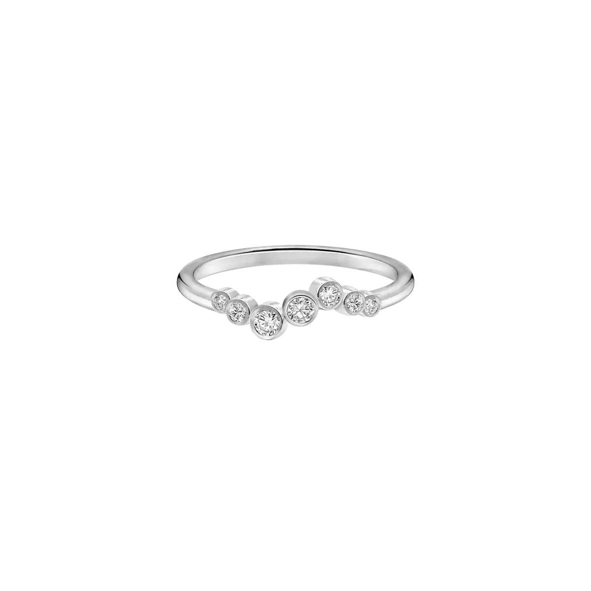 CURVED BEZEL SET 7 ROUND LAB DIAMOND WEDDING BAND