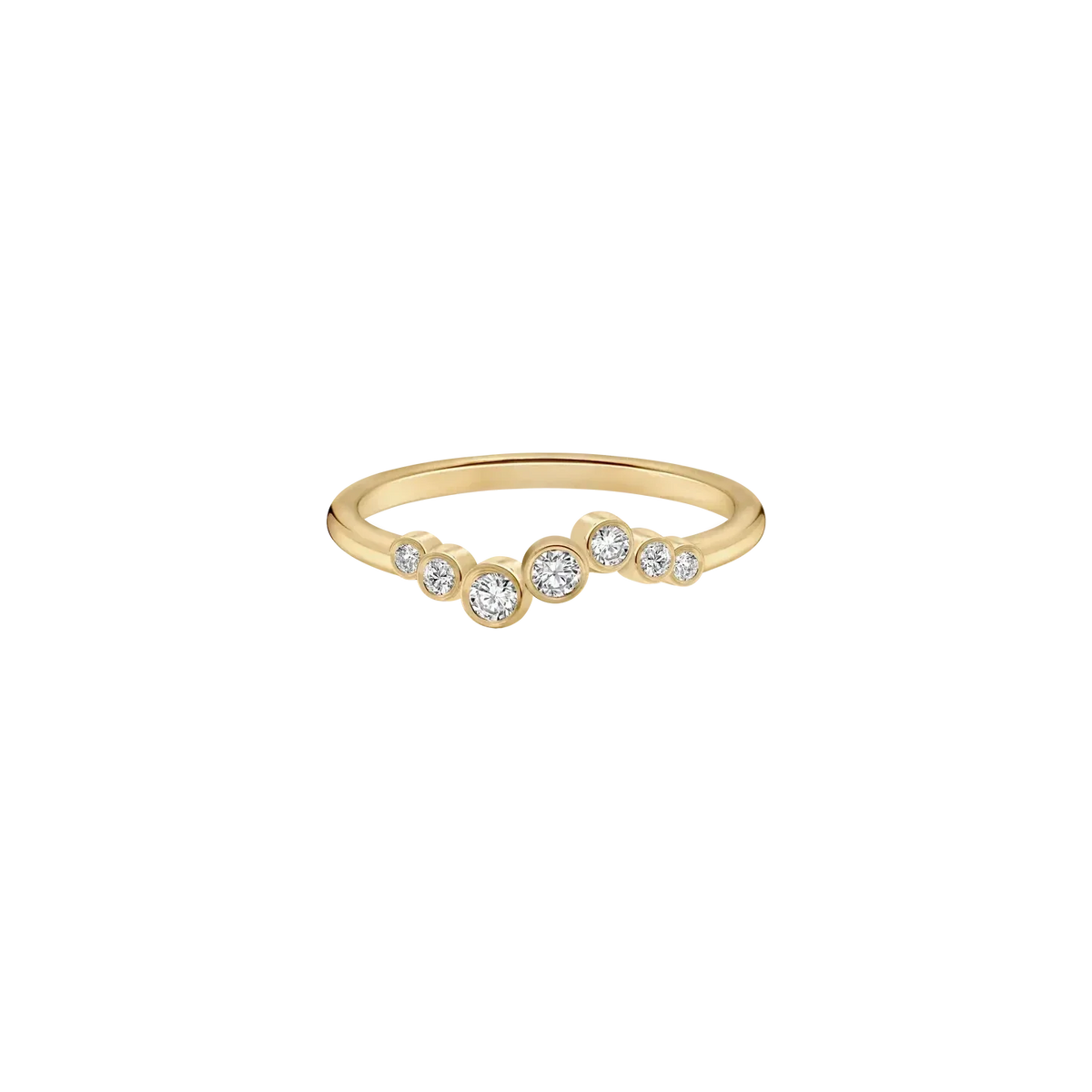 CURVED BEZEL SET 7 ROUND LAB DIAMOND WEDDING BAND