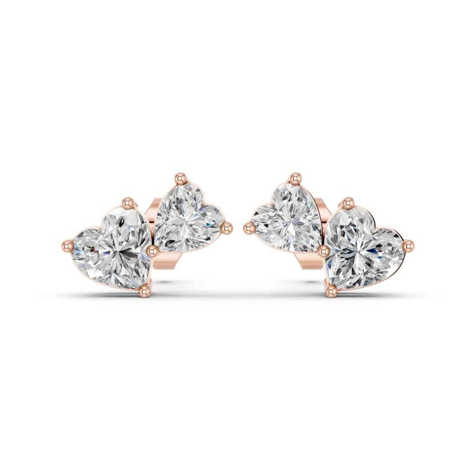 HEART TWO STONE EARRING
