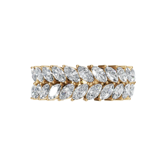 MARQUISE TWO ROW HALF ETERNITY WEDDING RING - M&D Signature Jewels