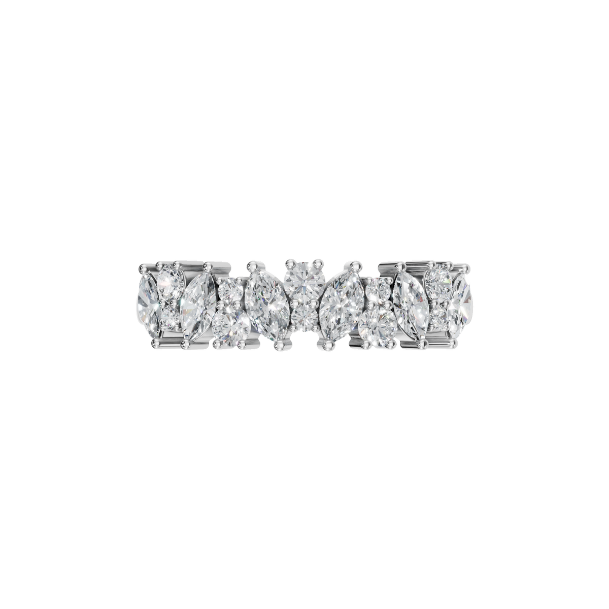 MARQUISE ROUND HALF ETERNITY WEDDING BAND