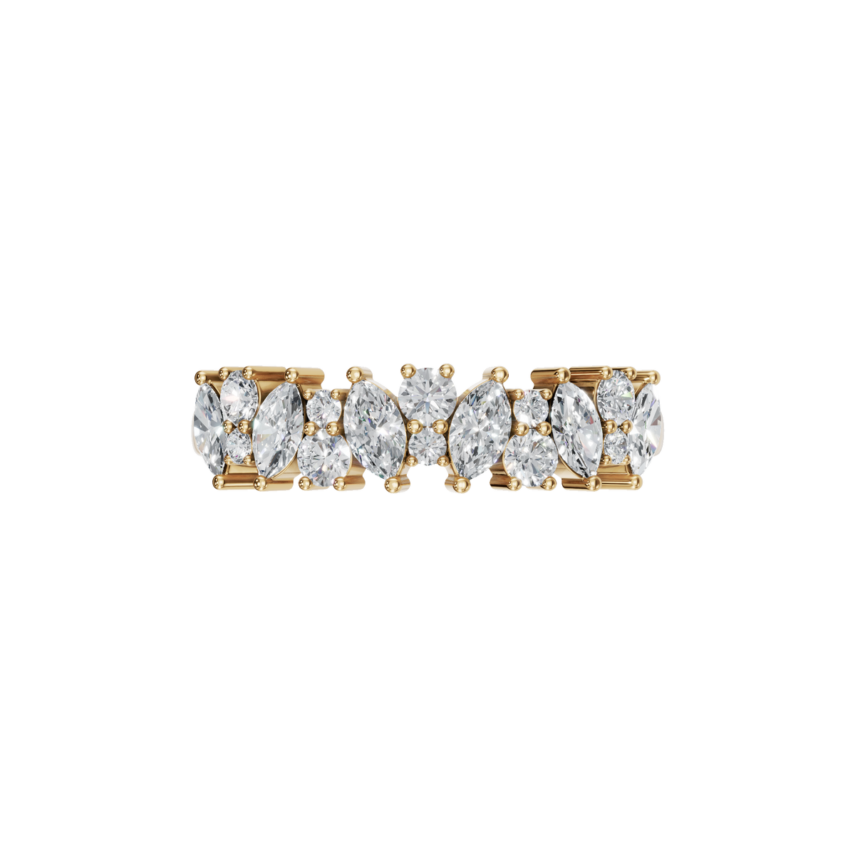 MARQUISE ROUND HALF ETERNITY WEDDING BAND