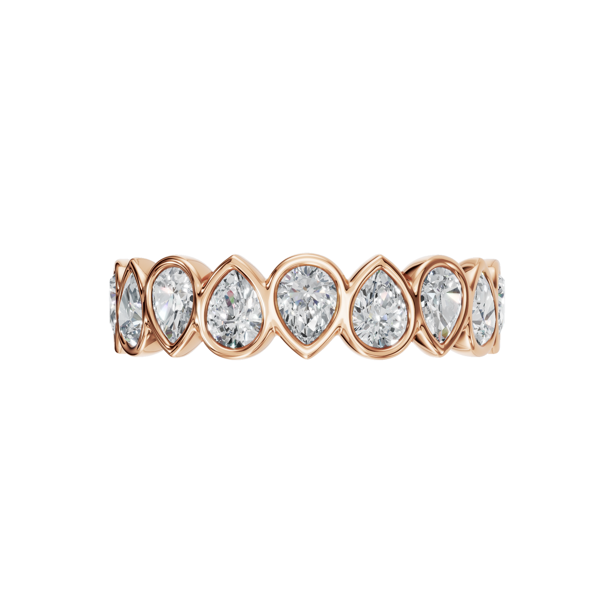 PEAR BEZEL HALF ETERNITY WEDDING BAND