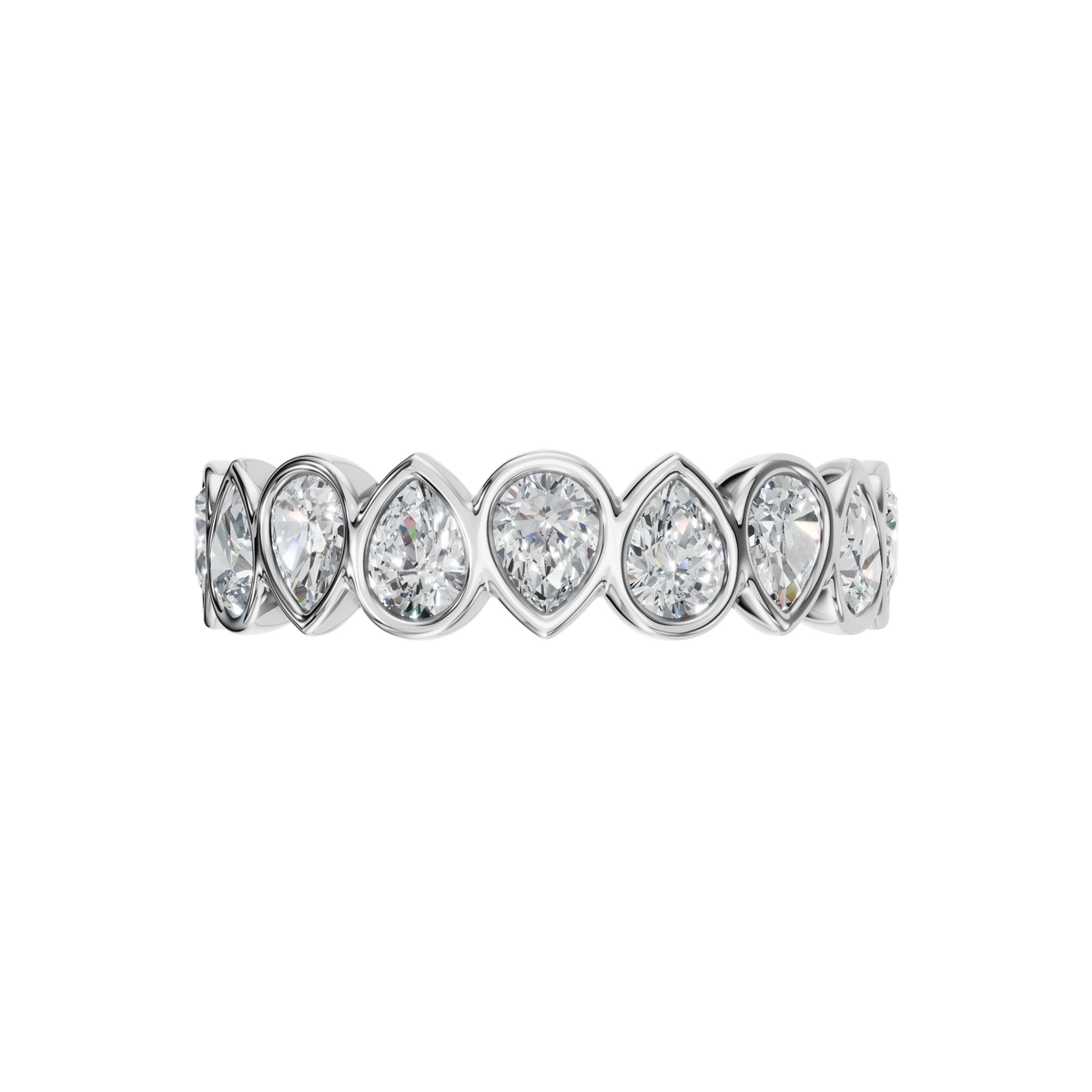 PEAR BEZEL HALF ETERNITY WEDDING BAND