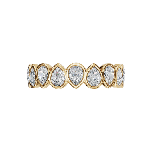 PEAR BEZEL HALF ETERNITY WEDDING BAND - M&D Signature Jewels