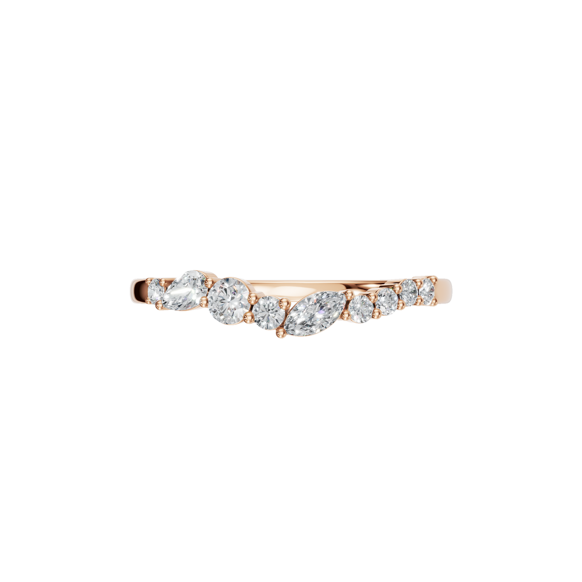 MARQUISE ROUND WAVE WEDDING BAND