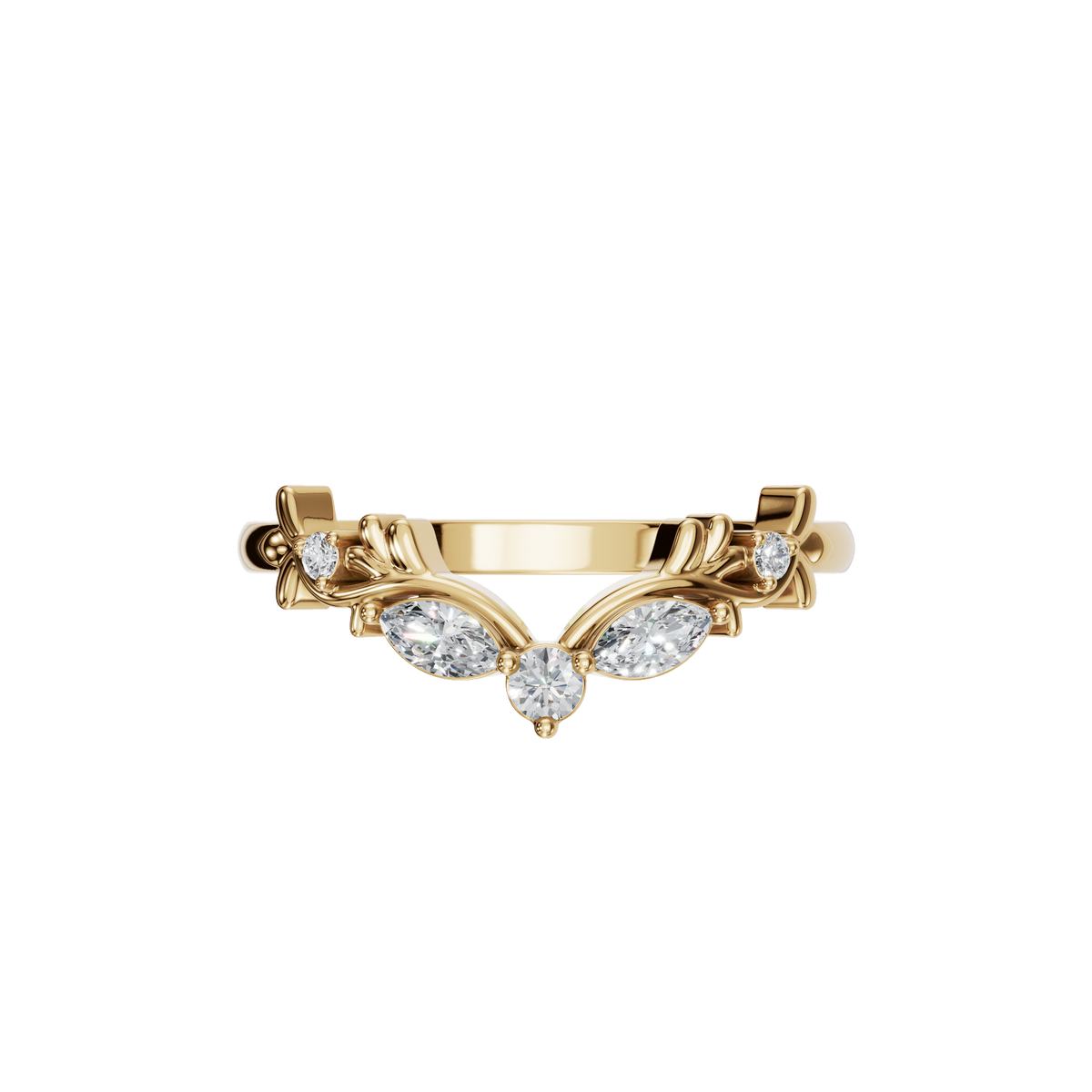 MARQUISE ROUND WEDDING BAND