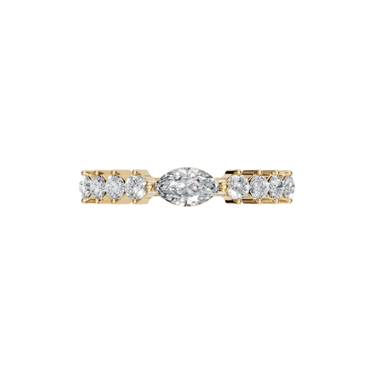 MARQUISE E-W PAVE WEDDING RING - M&D Signature Jewels
