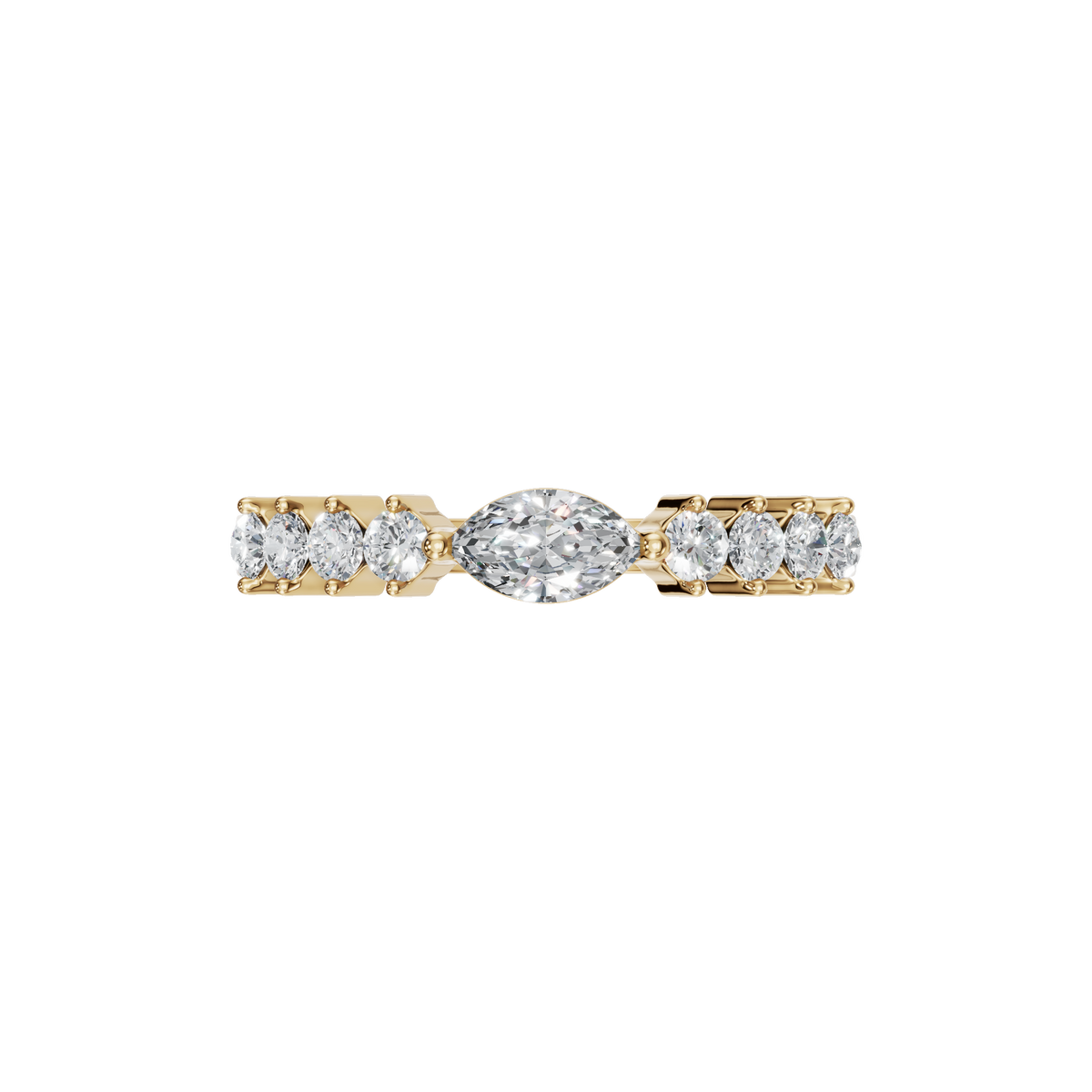 MARQUISE E-W PAVE WEDDING RING