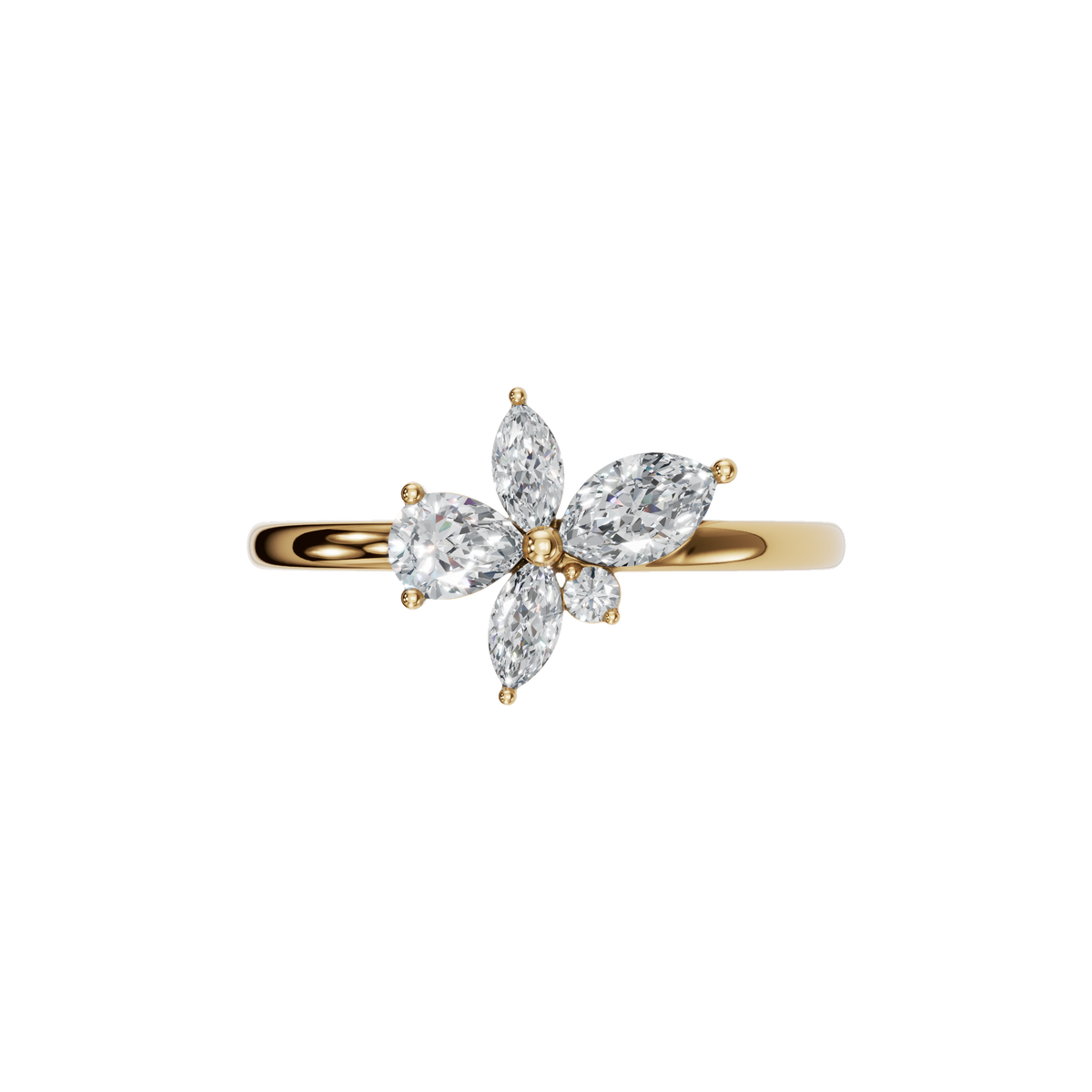 MARQUISE ROUND PEAR-FLOWER WEDDING BAND