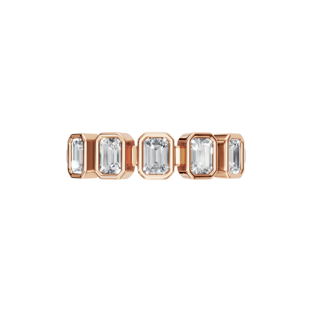 EMERALD BEZEL HALF ETERNITY WEDDING BAND