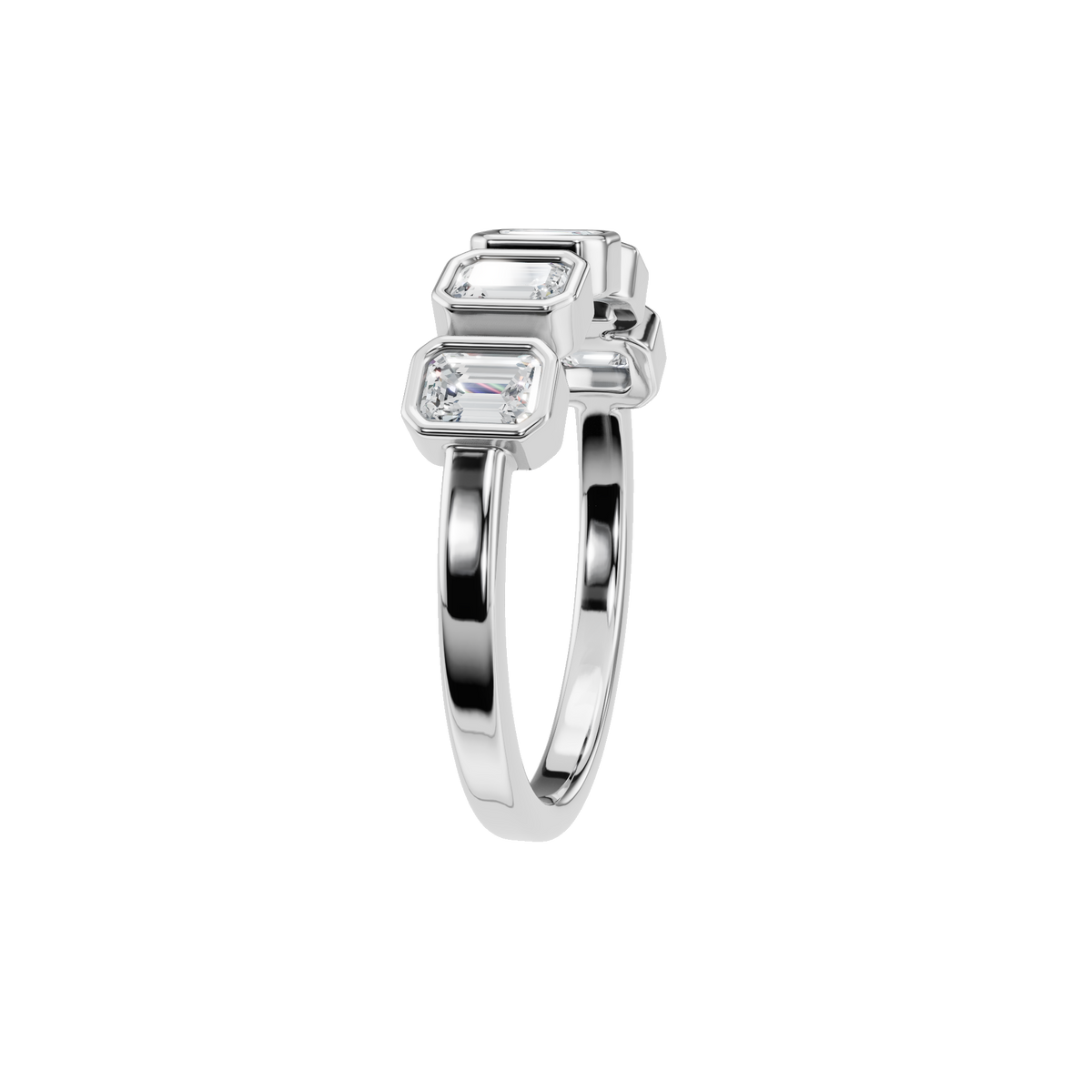 EMERALD BEZEL HALF ETERNITY WEDDING BAND