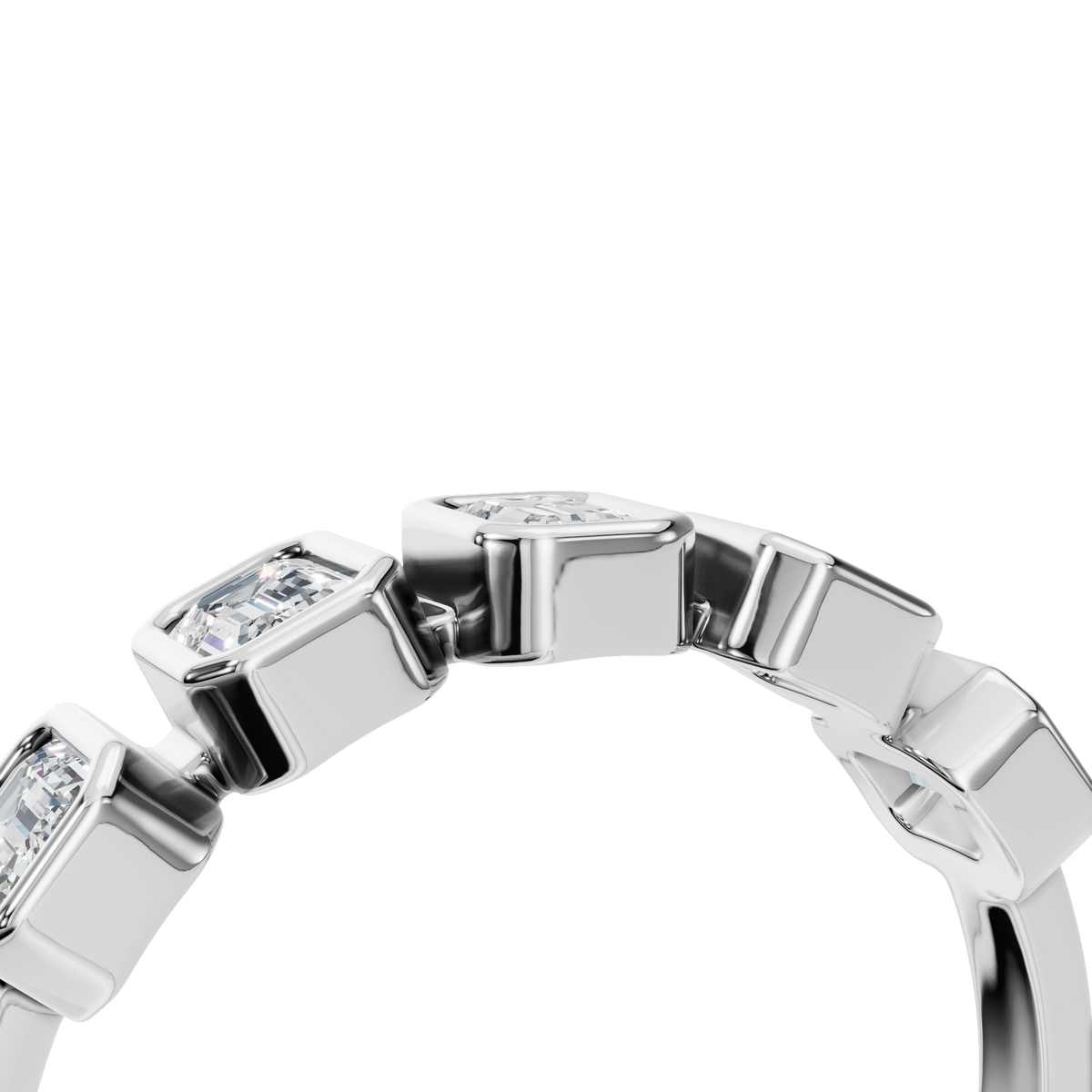 EMERALD BEZEL HALF ETERNITY WEDDING BAND