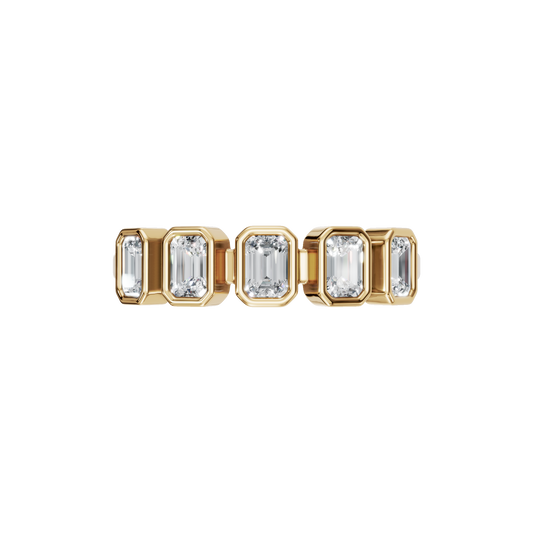 EMERALD BEZEL HALF ETERNITY WEDDING BAND - M&D Signature Jewels