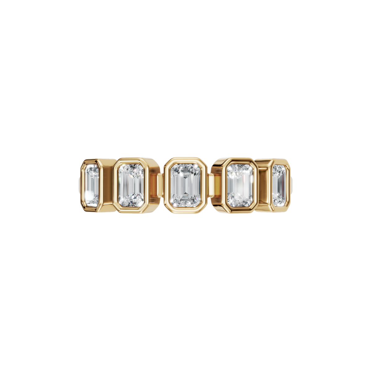 EMERALD BEZEL HALF ETERNITY WEDDING BAND