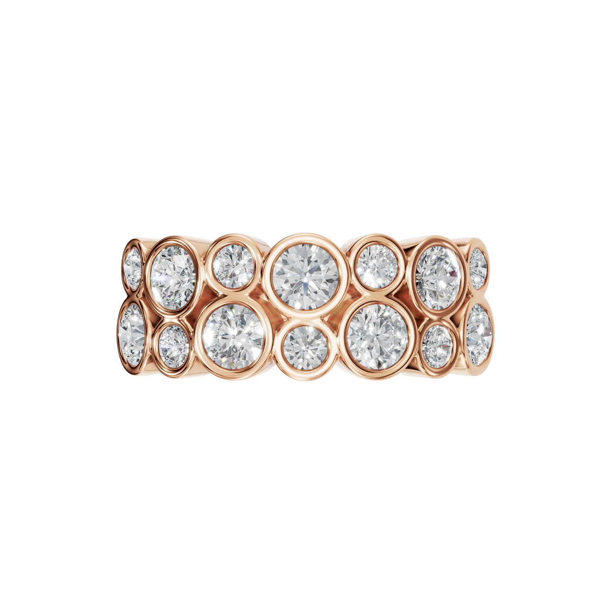ROUND TWO ROW BEZEL HALF ETERNITY WEDDING RING