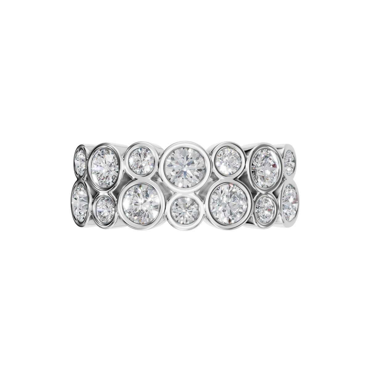 ROUND TWO ROW BEZEL HALF ETERNITY WEDDING RING