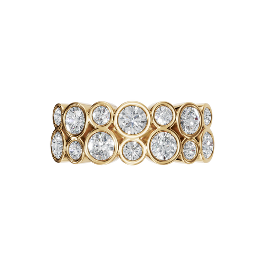 ROUND TWO ROW BEZEL HALF ETERNITY WEDDING RING - M&D Signature Jewels