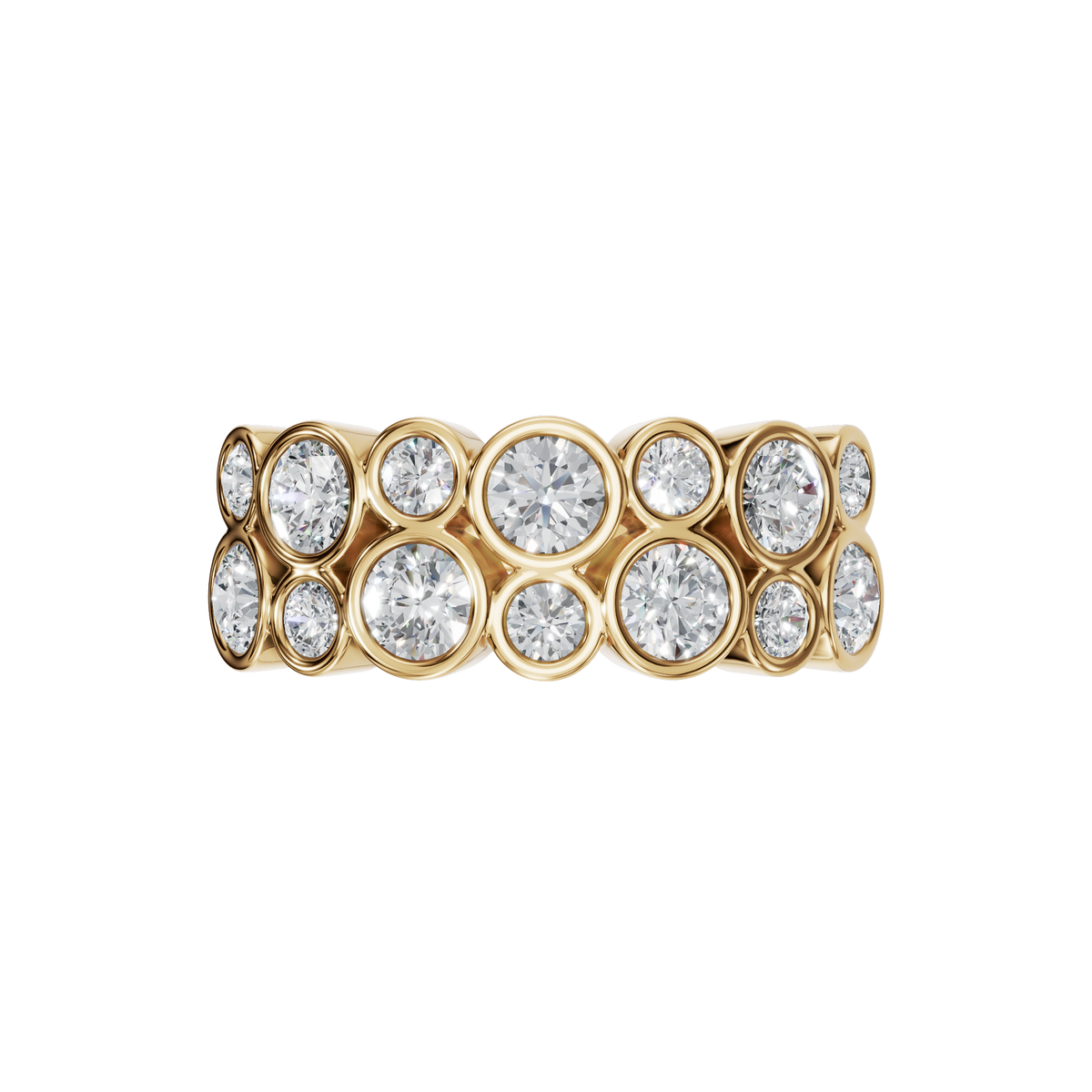 ROUND TWO ROW BEZEL HALF ETERNITY WEDDING RING
