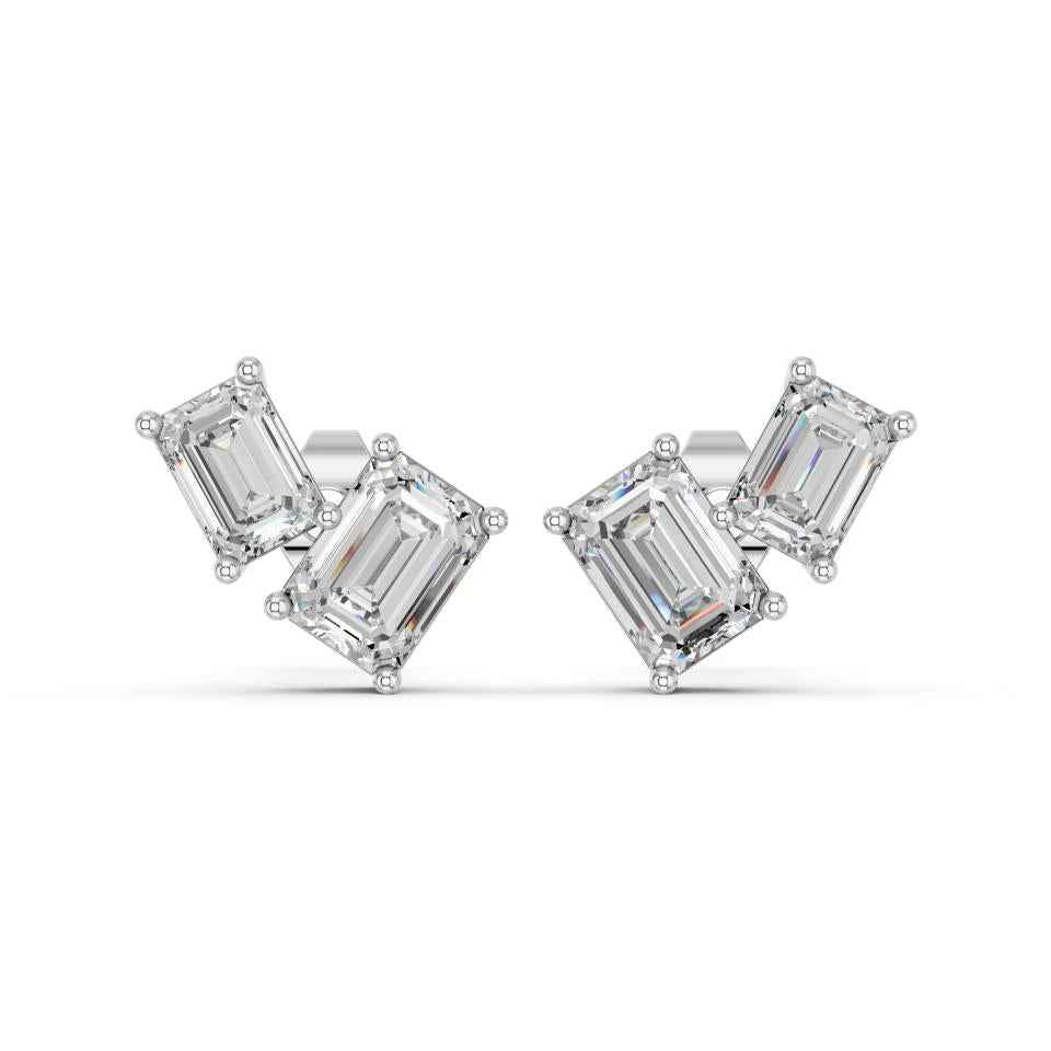 EMERALD TWO STONE EARRING