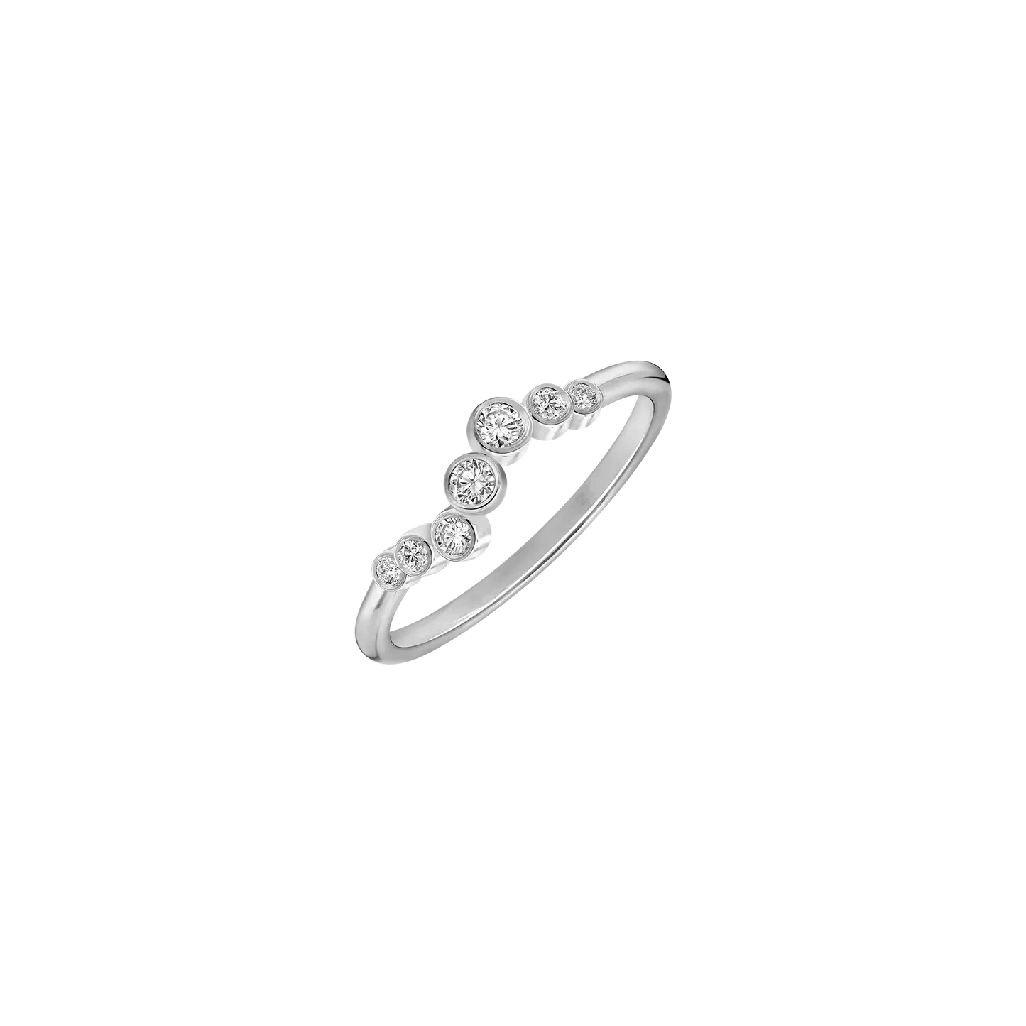 CURVED BEZEL SET 7 ROUND LAB DIAMOND WEDDING BAND